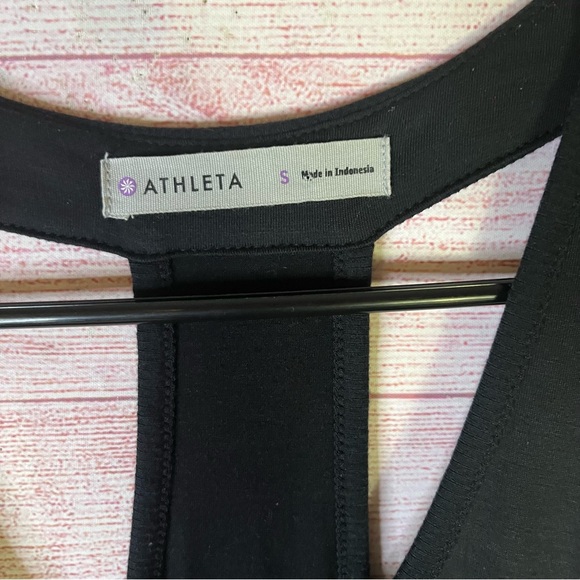 Athleta Black Razor Back Ruched Bodycon Dress Size Small - Picture 2 of 8